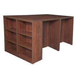 Regency LSSDQUAD8546CH Legacy Stand Up Desk Quad with Bookcase End in Cherry