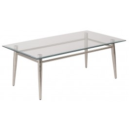 Ave Six MG1242S-NB Clear Tempered Glass Top Coffee Table with Nickel Brushed Legs