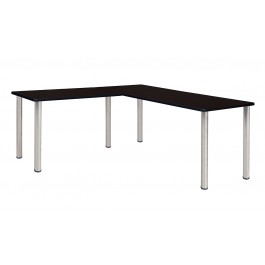 Regency ML722442MWBPCM Kee 72" L-Desk with 42" Return in Mocha Walnut/Chrome