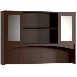 Mayline MLNBTDHG72LDC Double-height Glass Door Hutch in Mocha