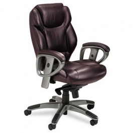 Mayline MLNUL330MBUR Ultimo Synchro Tilt Leather Mid-back Chair in Blue