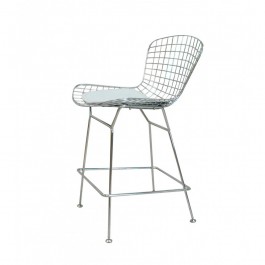 Mod Made MM-8033LS-White Chrome Wire Counter Stool