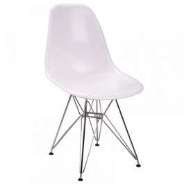 Mod Made MM-PC-016-White Paris Tower Side Chair Chrome Leg 2-Pack