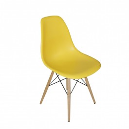 Mod Made MM-PC-016W-Yellow Paris Tower Side Chair Wood Leg 2-Pack