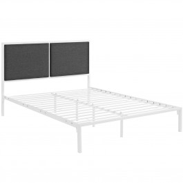 Modway MOD-5463-WHI-GRY Della King Fabric Bed in White Gray