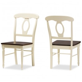 Baxton Studio Napoleon-Cherry/Buttermilk-DC Napoleon French Country Cottage Brown Finishing Wood Dining Chair (Default)