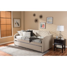 Baxton Studio Parkson-Beige-Daybed Parkson Curved Notched Corners Sofa Twin Daybed