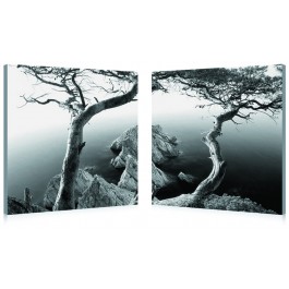 Baxton Studio PM-2006AB Rocky Shore Mounted Photography Print Diptych in Black/White