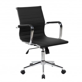Techni Mobili RTA-4602-BK Modern Executive Chrome Chair in Black