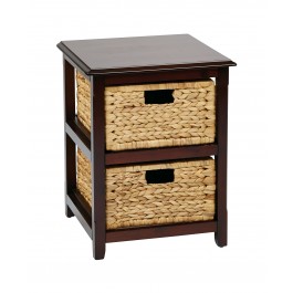 Office Star SBK4512A-ES Seabrook Two-Tier Storage Unit with Natural Baskets