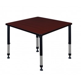 Regency TB4242MHAPBK Kee 42" Square Height Adjustable Classroom Table in Mahogany