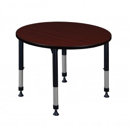 Regency TB42RNDMHAPBK Kee 42" Round Height Adjustable Classroom Table in Mahogany