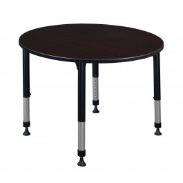 Regency TB48RNDMWAPBK Kee 48" Round Height Adjustable Classroom Table in Mocha Walnut