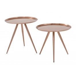 Office Star TIFA753-RC Tiffany Side Table 2-Pack in Brushed Copper