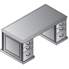 Office Star TOW-TYP2-CHY 72" Townsend Double Pedestal Desk in Royal Cherry