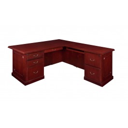 Regency TVLD7236MH Prestige 72" x 36" Double Pedestal L inDesk in Mahogany