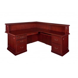 Regency TVRDR7236MH Prestige 72" x 36" Double Pedestal Right Reception Desk in Mahogany
