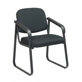 Office Star V4410-80 Deluxe Sled Base Arm Chair with Designer Plastic Shell in Ebony