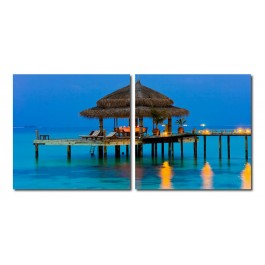 Baxton Studio VC-2069AB Dinner in the Tropics Mounted Photography Print Diptych in Multi