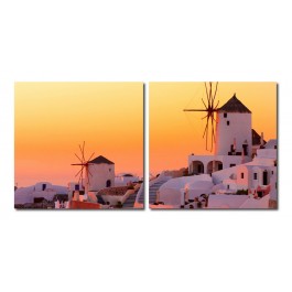 Baxton Studio VC-2079AB Grecian Crossroads Mounted Photography Print Diptych in Multi