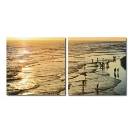 Baxton Studio VC-2158AB Wading in the Waves Mounted Photography Print Diptych in Multi
