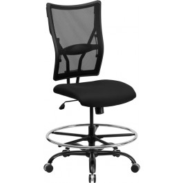 Flash Furniture HERCULES Series 400 lb. Capacity Big & Tall Black Mesh Drafting Stool WL-5029SYG-D-GG