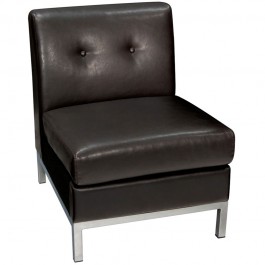 Office Star Wall Street Armless Chair Espresso Faux Leather WST51N-E34