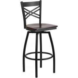 Flash Furniture XU-6F8B-XSWVL-WALW-GG Metal Restaurant Bar Stool in Black Walnut