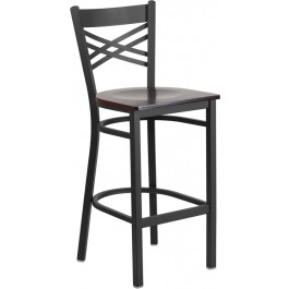 Flash Furniture XU-6F8BXBK-BAR-WALW-GG Metal Restaurant Bar Stool in Black Walnut