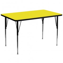 Flash Furniture 30''W x 60''L Rectangular Activity Table with 1.25'' Thick High Pressure Yellow Laminate Top and Standard Height Adjustable Legs XU-A3060-REC-YEL-H-A