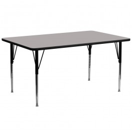 Flash Furniture 30''W x 72''L Rectangular Activity Table with 1.25'' Thick High Pressure Grey Laminate Top and Standard Height Adjustable Legs XU-A3072-REC-GY-H-A-GG