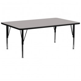 Flash Furniture 30''W x 72''L Rectangular Activity Table with 1.25'' Thick High Pressure Grey Laminate Top and Height Adjustable Short Legs XU-A3072-REC-GY-H-P-GG