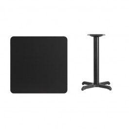 Flash Furniture XU-BLKTB-3030-T2222-GG 30" Square Black Laminate Table Top with 22" Table Height Base