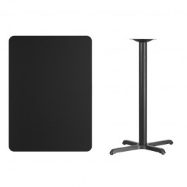 Flash Furniture XU-BLKTB-3042-T2230B-GG 42" Rectangular Laminate Table Top with Bar Height Table Base in Black