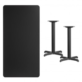 Flash Furniture XU-BLKTB-3060-T2222-GG 60" Rectangular Black Laminate Table Top with 22" Height Base