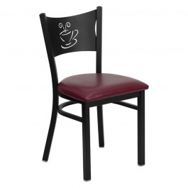 Flash Furniture Hercules Series Black Coffee Back Metal Restaurant Chair with Burgundy Vinyl Seat XU-DG-60099-COF-BURV-GG