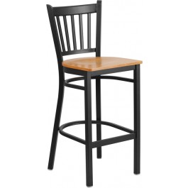 Flash Furniture XU-DG-6R6B-VRT-BAR-NATW-GG Metal Restaurant Bar Stool in Black Natural