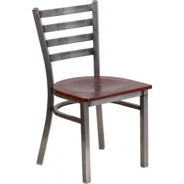Flash Furniture XU-DG694BLAD-CLR-MAHW-GG Clear Metal Restaurant Chair in Clear Mahogany