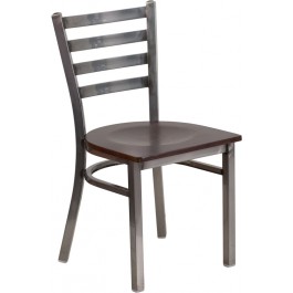 Flash Furniture XU-DG694BLAD-CLR-WALW-GG Clear Metal Restaurant Chair in Clear Walnut