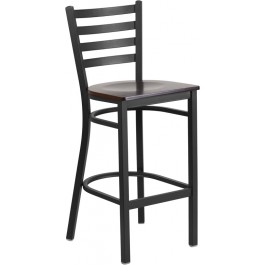Flash Furniture XU-DG697BLAD-BAR-WALW-GG Metal Restaurant Bar Stool in Black Walnut