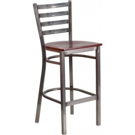 Flash Furniture XU-DG697BLAD-CLR-BAR-MAHW-GG Clear Restaurant Barstool in Clear Mahogany
