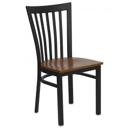 Flash Furniture Hercules Series Black School House Back Metal Restaurant Chair with Cherry Wood Seat XU-DG6Q4BSCH-CHYW-GG