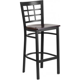 Flash Furniture XU-DG6R7BWIN-BAR-WALW-GG Metal Restaurant Bar Stool in Black Walnut