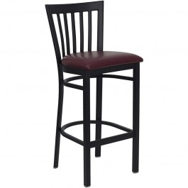 Flash Furniture Hercules Series Black School House Back Metal Restaurant Bar Stool with Burgundy Vinyl Seat XU-DG6R8BSCH-BAR-BURV-GG