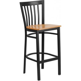 Flash Furniture XU-DG6R8BSCH-BAR-NATW-GG Metal Restaurant Bar Stool in Black Natural