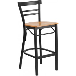 Flash Furniture XU-DG6R9BLAD-BAR-NATW-GG Metal Restaurant Bar Stool in Black Natural