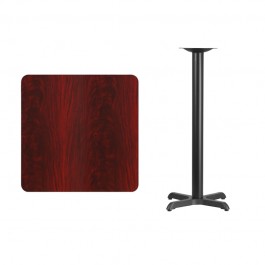 Flash Furniture XU-MAHTB-3030-T2222B-GG 30" Square Mahogany Laminate Table Top with 22" Bar Height Table Base