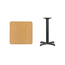 Flash Furniture XU-NATTB-2424-T2222-GG 24" Square Natural Laminate Table Top with 22" Table Height Base