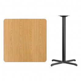 Flash Furniture XU-NATTB-3636-T3030B-GG 36" Square Natural Laminate Table Top with 30" Bar Height Table Base