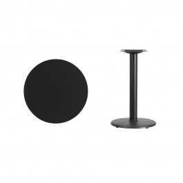 Flash Furniture XU-RD-24-BLKTB-TR18-GG 24" Round Black Laminate Table Top with 18" Round Table Height Base